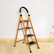 Plantex Premium GI 4-Step Steel Ladder for Home - Wide Anti Skid Step Ladder - 150 kg Capacity (Yellow)