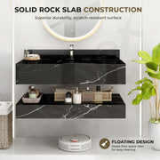 Plantex Floating Vanity/Slab Tile Vanity with Washbasin for Bathroom/Wall Mount Cabinet with Sink - (Dustin Black - 80 X 45 cm)