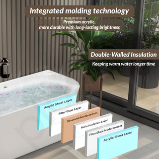 Plantex Bathtub For Bathroom/Freestanding Bath tub for Adults/Deep Soaker Bathtub with Overflow, Popup and Drain Pipe (BSM-207A-White-1700mm)