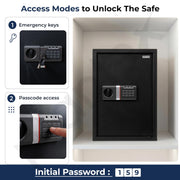 Plantex Safe Locker for Home/56 Litre Hotel Safe Tijori Box/Digital Locker/Electronic Safety Locker with Master & User Dual Code Access with Emergency Key/2 Years Warranty By Plantex (Black)