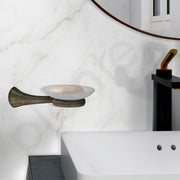 Plantex Smero Pure Brass Glass Soap Holder for Bathroom & Kitchen/Soap Stand/Case/Dish/Bathroom Accessories - Contrive (Rich Antique)