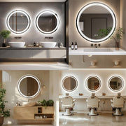 Plantex Glass Mirror With Light With 3 Tone/Touch Wall Mount Mirror For Bedroom/Dressing Room/Living Room - Round Shape (24 Inch), White