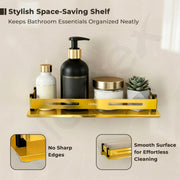 Plantex Stainless Steel Bathroom Shelf/Kitchen Wall Mounted Shelf/Shelf for Washroom/Premium Bathroom Organizer (12x5 Inches, Gold)
