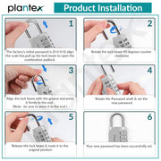 Plantex 4 Digit Combination Number Metal Lock/Zinc Alloy Locks for Luggage/Locks for Travel Bags for Luggage/Locks for Cabin Luggage/Travel Essentials - Pack of 2 (Silver)