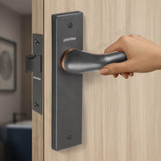 Plantex Heavy Duty Door Lock ÃƒÂ¢Ã¢â€šÂ¬Ã¢â‚¬Å“ Bathroom Door Lock/Mortise 8inch Keyless Plate Handle Set for Home/Bathroom/Store Room/Balcony/Office with Baby Latch (8121, Grey & PVD Choco)
