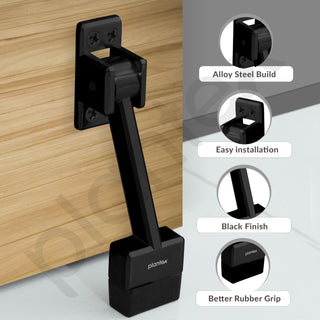 Plantex Gate Stopper - 5 Inch Long for Wooden and Main Doors (Pack of 3, Black)