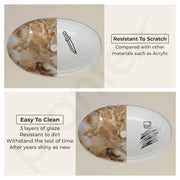 Plantex Ceramic Basin for Bathroom/Table Top Ceramic Basin/Washbasin for Bathroom - (CRETA-NS-238-Marble Finish, 23 x 15 x 5.5 Inch)