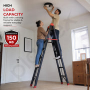 Plantex Folding Ladder for Home | 6-Step Steel Step Ladder | Anti-Skid Foldable Ladder | Home, Office & Warehouse Use - Pack of 1 (GT-6, Black & Red)