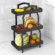 Plantex GI-Steel 3 Tier Shelf/Multipurpose Rack/Storage Rack for Kitchen/Fruit & Vegetable Basket for Kitchen - Pack of 1, (Black)