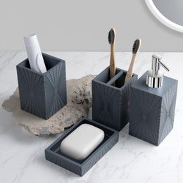 Plantex Polyresin Bathroom Accessories Set Soap Dispenser/Toothbrush Holder/Tumbler Holder/Soap Dish - 4 Piece(924)