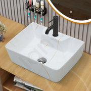 Plantex Tabletop Wash Basin for Bathroom/Designer Ceramic Basin/Rectangle Countertop Wash Basin/Home/Office (16 x 12 x 5 Inch)