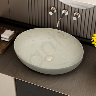Plantex Table Top Wash Basin for Bathroom/Designer Ceramic Basin/Countertop Vessel Sink Basin/Wash Basin Over Counter for Home/Office (Beige - 20.5 x 15.5 x 5 Inch)