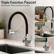 Plantex Flexible Tap for Kitchen Sink/Pure Brass Dual Flow Pull Out Sink Mixer Tap Hot and Cold/Movable/Rotable Water Mixer Faucet - (7904, Chrome)
