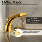 Plantex Pure Brass Pillar Tap for Wash Basin/Single Lever Hot & Cold Basin Mixer Tap/washbasin tap Faucet-(Gold)