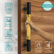 Plantex Door Handle/15 Inch Main Door Handle/Handle for Wooden Door/Pull-Push Door Handle/Door Accessories (Pack of 1, Black, Gold) 3 Years Warranty