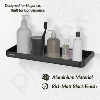 Plantex Self Adhesive Shelf for Bathroom/Multipurpose No Drill Bathroom Organizer/15x5 inch Shelf for Home/Office/Hotel - Pack of 1 (1502, Black)