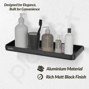 Plantex Self Adhesive Shelf for Bathroom/Multipurpose No Drill Bathroom Organizer/15x5 inch Shelf for Home/Office/Hotel - Pack of 1 (1502, Black)