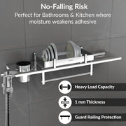 Plantex Stainless Steel Bathroom Shelf/4in1 Multipurpose Shelf for Bathroom/Towel Hanger/Tumbler Holder/Soap Dish (18x5 Inches -Chrome Finish- Pack of 2)