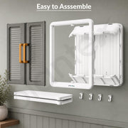 Plantex Wall Mount Bathroom Storage Cabinet/Self Adhesive Plastic Organizer for Skincare/Makeup/Toiletries/Multipurpose Storage Cabinet for Kitchen- Pack of 2(White, 32x40.5x13 cm)