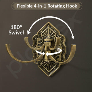 Plantex Antique Robe Hook/Cloth-Towel Hanger/Door Hanger Hook/Wall Hangers for Clothes/Robe Hooks for Bathroom Accessories - (Brass-Zinc)