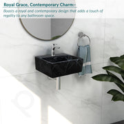 Plantex Ceramic Wall Hung Wash Basin for Bathroom/Square Tabletop Basin/Bathroom Hand Wash Sink/Wall Mount Washbasin for Restaurant/Hotel (Black- 13x11.5x5 Inch)