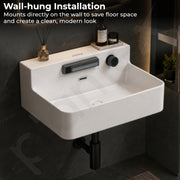 Plantex Wash Basin for Bathroom with 10 Years Glaze Warranty/Ceramic Tabletop WashbasinWall mount Basin with Dual Waterflow Modes/Hot and Cold Adjustable Knob(White, 24 x 18.5 x 10 Inch)