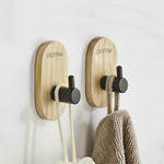 Plantex Wooden Wall Hanging Hook/Bath Towel Hook/Self Adhesive Capsule Robe Hooks for Kitchen/Bathroom/Stylish Home Decor Items - Pack of 2 (Black Wooden)