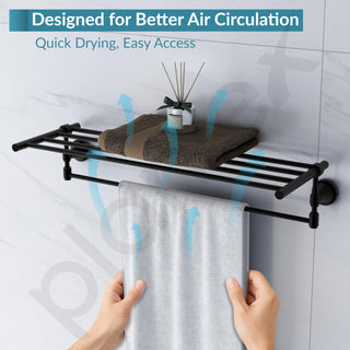 Plantex 304 Grade Stainless Steel Towel Rack for Bathroom/Towel Stand/Hanger/Bathroom Accessories - Niko (24 Inch-Black)