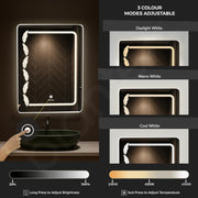 Plantex LED Bathroom Mirror with 3 Tone/Designer Mirror for Living Room/Bedroom/Dressing Room - Rectangle Shape (18 X 24 Inch)