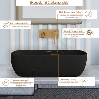 Plantex Wash Basin for Bathroom/Ceramic Basin/Rectangle Tabletop Basin/Wash Basin for Home/Restaurant - (3064, Charcoal Black)