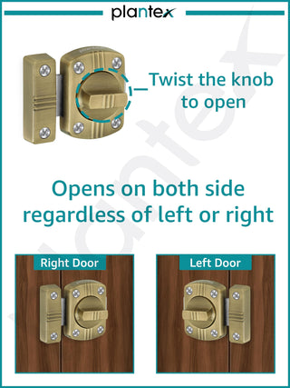 Plantex Bathroom Door Latch/Baby Latch for Bathroom/Latch Lock for Main Door/Door Stopper/Latch for Door Chitkani-Pack of 1 (Brass Antique)