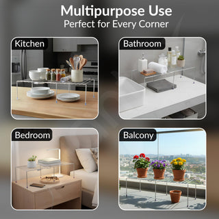 Plantex Stainless Steel Multipurpose Expandable Dish Rack/Expandable Storage Shelves for Kitchen Cabinets/Plate Stand/Utensil Rack(Chrome-Silver)