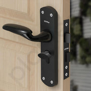 Plantex Heavy-Duty Door Lock Handle Set/Main Door Lock with 6-Lever Lock Mechanism/Mortise Lock with 3 Keys, Brass Lockbody & Cylinder (8134 - DC-Black & Z-Black)