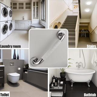 Plantex Non-Slip Toilet Support for Elderly People/304 Grade Stainless Steel Balance Support Grab Bar for Bathroom - Pack of 1 (Chrome & White)