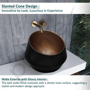 Plantex Ceramic Tabletop Washbasin/Bathroom Basin Sink/Basin for Bathroom/Wash Basin for Restaurant/Hotel (Black & Red Bronze - 16 x 16 x 12 Inch)