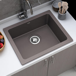 Plantex Quartz Acrylic Kitchen Sink with 10 Years Warranty by Plantex/Undermount Sink for Kitchen/Granite Single Bowl Kitchen Sinks with Coupling (Con 16x18 Inches)