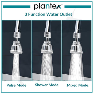 Plantex Pure Brass Tap Extension for Kitchen Sink/3 Anti-Splash Modes/Upto 80% Water Saving/Kitchen Tap Extender/Fits F22 and M24 mm Tap (XL-3012-Chrome)