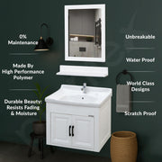 Plantex Wash Basin with Cabinet/Unbreakable Bathroom Vanity Cabinet & Washbasin Set/Basin Cabinet for Bathroom with Mirror (White)