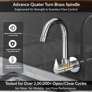 Plantex Kitchen Taps for Home Sink with Water Saving Nozzle/Kitchen Tap/High Arc 360° Swivel Spout for Sink Tap with Brass Wall Flange -(Pac-1810-Chrome)