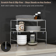 Plantex Stainless Steel 2- Tier Shelf Organizer for Kitchen Storage/Foldable and Detachable kitchen shelf organiser/Rack Organiser for Storage