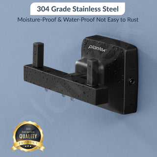 Plantex 304 Grade Stainless Steel Robe Hook/Cloth-Towel Hanger/Door Hanger/Hook/Bathroom Accessories - Squaro (Black)