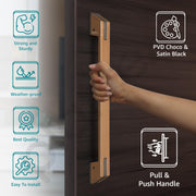 Plantex Door Handle/Main Door Handle/15 Inch Pull-Push Handle for Home/Office/Hotel - Pack of 1 (SH-372, Choco & Satin Black) - 3 Years Warranty