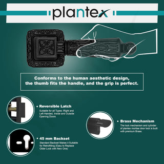 Plantex Premium Door Locks with 3 Years of Warranty by Plantex/Main Door Lock for Home/Mortise Lock for Door (643 - Black)
