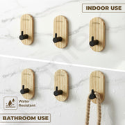 Plantex Wooden Wall Hanging Hook/Bath Towel Hook/Self Adhesive Capsule Robe Hooks for Kitchen/Bathroom/Stylish Home Decor Items - Pack of 2 (Black Wooden)