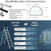 Plantex Steel Ladder for Home/Strong Foldable Wide 7 Step Ladder/Anti-Skid 7 Step Ladder - (Apex - White)