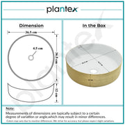 Plantex Ceramic Table Top Wash Basin/Small Washbasin for Bathroom/Countertop Vessel Sink Basin(Gold&White -14 x14x5 Inch)