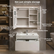 Plantex Wall Mount Vanity Cabinet with Washbasin and Mirror/Rectangular Basin with Cabinet for Bathroom - (Gizmo - 800, White)