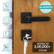 Plantex Triple Security Door Lock For Home/Main Door Lock Set With 3 Years Of Warranty/Mortise Lock For Door With Brass Lock Body & Cylinder(7110 - Black), Knob