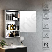 Plantex Premium 304 Stainless Steel Bathroom Mirror Cabinet with Lower Shelf/Bathroom Organiser/Bathroom Mirror with Storage/Bathroom Shelf with Mirror/Bathroom Accessories (20x32 Inch-Chrome)