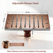 Plantex Stainless Steel Overhead Shower 6 x 6 inch with Water-Saving Technology/High pressure Rain Shower Head without Arm/Bathroom Shower -(Sandwich-PVD Rose Gold)